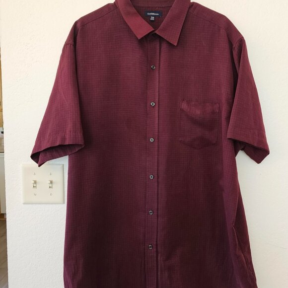 Croft & Barrow Men's Short Sleeve Shirt Size XXL Maroon Checked Design - Picture 2 of 4